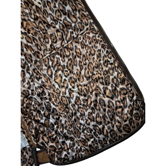 Tasha Polizzi Women's Collection Size L BrownFaux Swede Leopard Print Vest Jacke - Picture 7 of 13